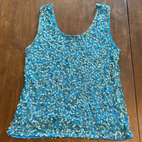 Jane Blue sparky tanktop with stretch - Picture 3 of 8